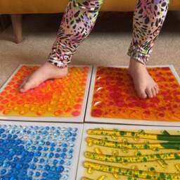 Happy Feet Barefoot Therapy Set of 4 Liquid Textured Sensory Floor Tile Play Mats - thumbnail 6