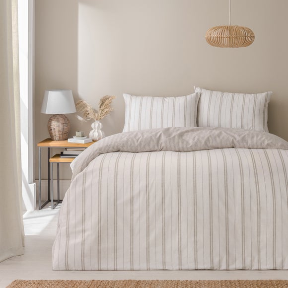 Pia Slub Stripe 100% Cotton Duvet Cover & Pillowcase Set - image 1