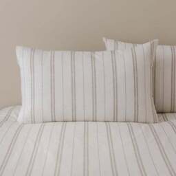Pia Slub Stripe 100% Cotton Duvet Cover & Pillowcase Set - thumbnail 2