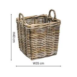 Set of 2 Square Wicker Log Baskets - thumbnail 4