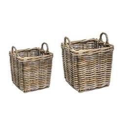 Set of 2 Square Wicker Log Baskets - thumbnail 3