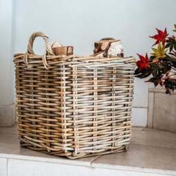 Set of 2 Square Wicker Log Baskets - thumbnail 2