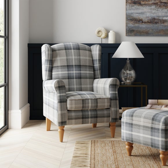 Armchair Cover Wing Chair Green Tartan Armchair Oswald Check