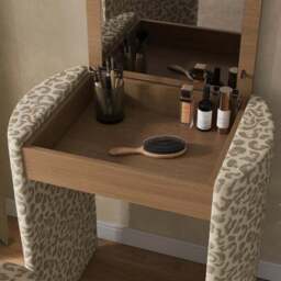Frankie Leopard Print Compact Dressing Table Set with Mirror and Stool - thumbnail 3