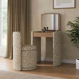 Frankie Leopard Print Compact Dressing Table Set with Mirror and Stool - thumbnail 1