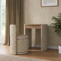 Frankie Leopard Print Compact Dressing Table Set with Mirror and Stool - thumbnail 2