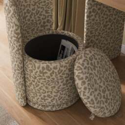 Frankie Leopard Print Compact Dressing Table Set with Mirror and Stool - thumbnail 5