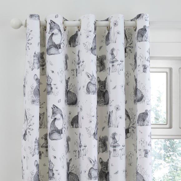 Sketched Woodland Blackout Eyelet Curtains - image 1
