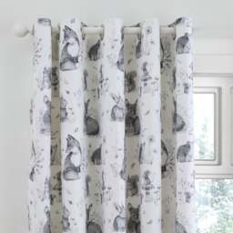 Sketched Woodland Blackout Eyelet Curtains - thumbnail 1