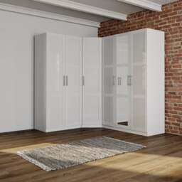 Sudbury Framed 3 Piece Large Mirrored Corner Wardrobe Set