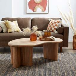 Ludo Kidney Shaped Coffee Table, Mango Wood - thumbnail 1