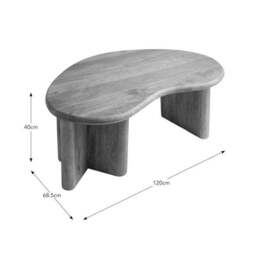 Ludo Kidney Shaped Coffee Table, Mango Wood - thumbnail 6