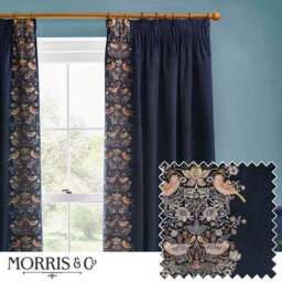 Morris & Co. Strawberry Thief Embroidered Pencil Pleat Curtains - thumbnail 5