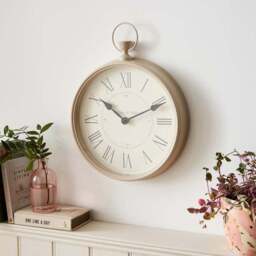 Cream Vintage Pocket Watch Indoor Outdoor Wall Clock - thumbnail 2
