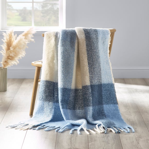 Catherine Lansfield Faux Mohair Check Throw Blanket 130cm x 170cm - image 1