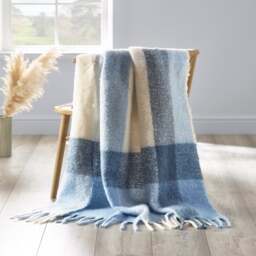 Catherine Lansfield Faux Mohair Check Throw Blanket 130cm x 170cm