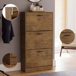 Vida Designs 3 Door Shoe Storage Cabinet, Antique Wood Effect - thumbnail 6