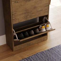 Vida Designs 3 Door Shoe Storage Cabinet, Antique Wood Effect - thumbnail 3