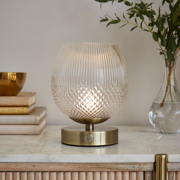Cassia Pressed Glass Rechargeable Touch Dimmable Table Lamp - image 1