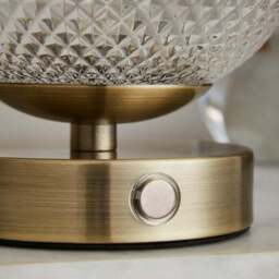 Cassia Pressed Glass Rechargeable Touch Dimmable Table Lamp - thumbnail 3