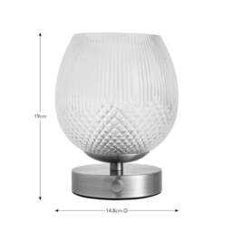 Cassia Pressed Glass Rechargeable Touch Dimmable Table Lamp - thumbnail 6