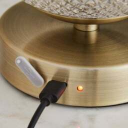 Cassia Pressed Glass Rechargeable Touch Dimmable Table Lamp - thumbnail 5
