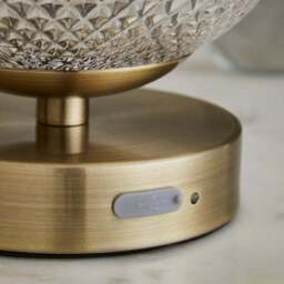Cassia Pressed Glass Rechargeable Touch Dimmable Table Lamp - thumbnail 4