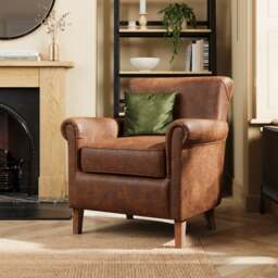Alba Relaxed Faux Leather Occasional Armchair - thumbnail 1