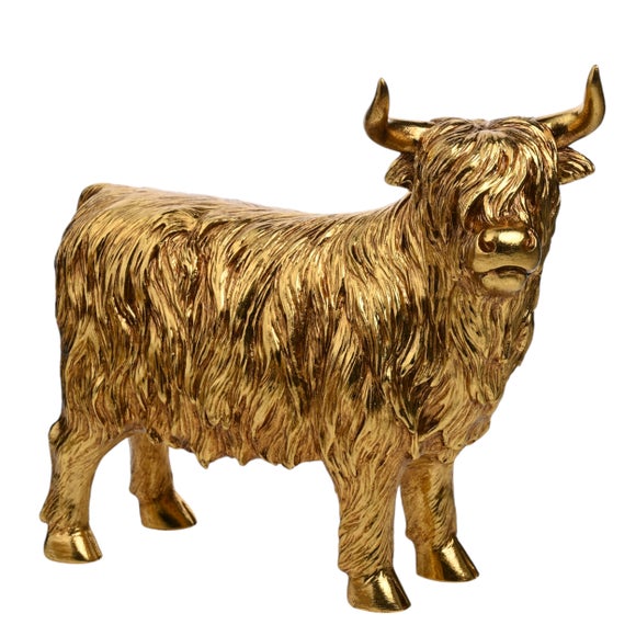 Hestia Gold Highland Cow Ornament - image 1