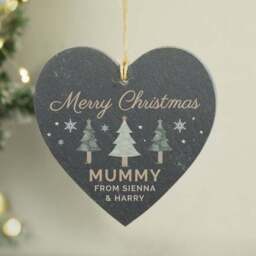 Personalised Christmas Tree Slate Heart Decoration - thumbnail 3