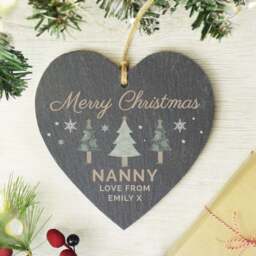 Personalised Christmas Tree Slate Heart Decoration - thumbnail 2