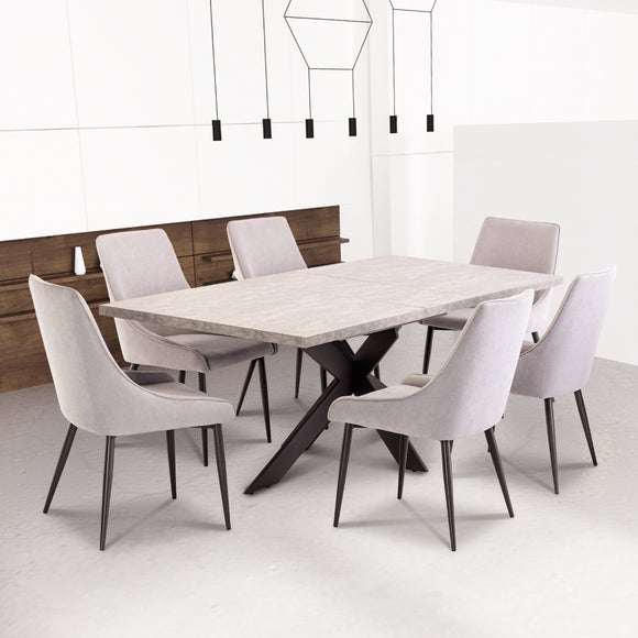 Rimini 6-8 Seater Rectangular Extendable Dining Table, Light Grey - image 1