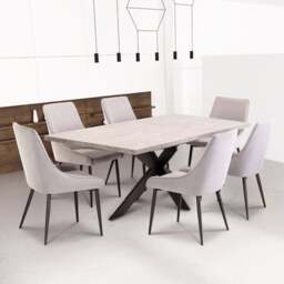 Rimini 6-8 Seater Rectangular Extendable Dining Table, Light Grey - thumbnail 1