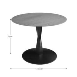Arlette 4 Seater Round Dining Table, Solid Oak and Oak Veneer - thumbnail 6