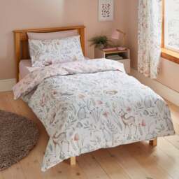 Woodland Reversible Pink Duvet and Pillowcase Set - thumbnail 1