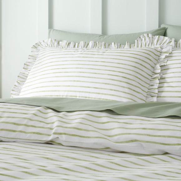 Laylah Frilled Stripe Standard 100% Cotton Pillowcase Pair - image 1