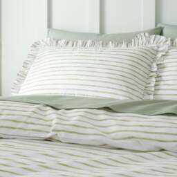 Laylah Frilled Stripe Standard 100% Cotton Pillowcase Pair