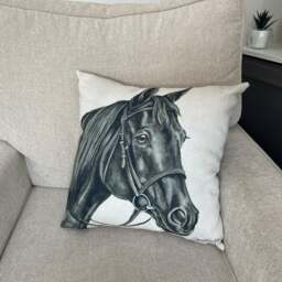 Christine Varley Black Horse Square Cushion - thumbnail 1