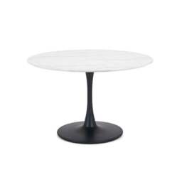Holland 4 Seater Round Pedestal Dining Table, Black & White - thumbnail 2