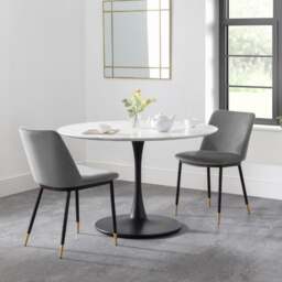Holland 4 Seater Round Pedestal Dining Table, Black & White - thumbnail 1