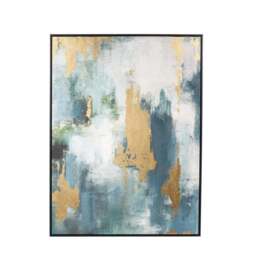 Gold & Blue Abstract Black Framed Canvas - thumbnail 4
