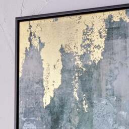 Gold & Blue Abstract Black Framed Canvas - thumbnail 2