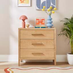 Holden 3 Drawer Chest, Oak - thumbnail 1