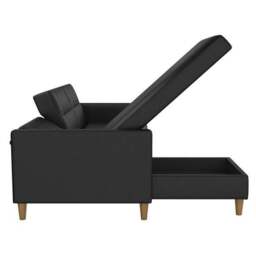 Hartford Faux Leather Black Corner Double Sofa Bed - thumbnail 5