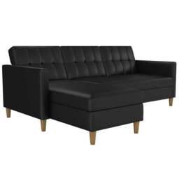 Hartford Faux Leather Black Corner Double Sofa Bed - thumbnail 3