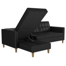 Hartford Faux Leather Black Corner Double Sofa Bed - thumbnail 4