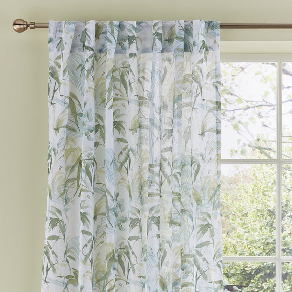 Tropical Leaf Hidden Tab Top Single Voile Panel - image 1