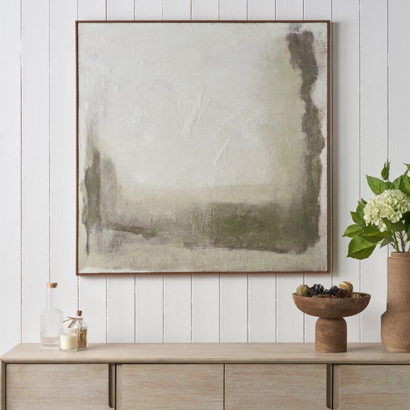 Green & Natural Abstract Square Hessian Framed Canvas - image 1