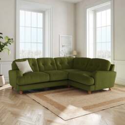 Martha Matte Plush Velvet Full Corner Sofa - thumbnail 1