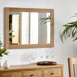 Mallory Oak Framed Rectangle Wall Mirror - thumbnail 1